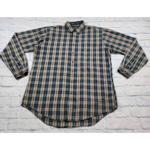 Oshkosh B'gosh MENS SIZE L TALL  Plaid Cotton Button Long Sleeve Shirt VINTAGE